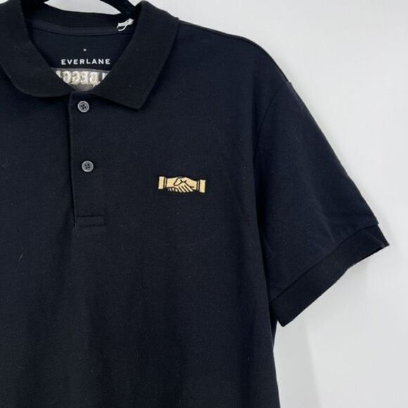 NWT Everlane Kilbeggan Men's Black Short Sleeve Pique Polo Shirt Size Medium - Picture 5 of 9